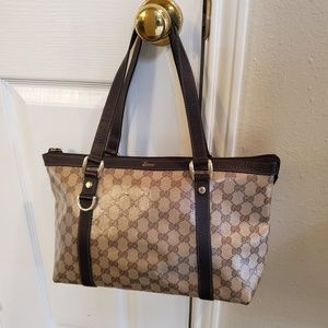 Gucci Crystal Abbey Tote Bag Authentic brown